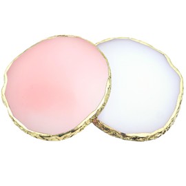 2Pcs Resin Nail Art Palette,Nail Polish Palette,Gold Edge Nails Holder Display Board,Cosmetic Mixing Tools for Nails Art(White,Pink)