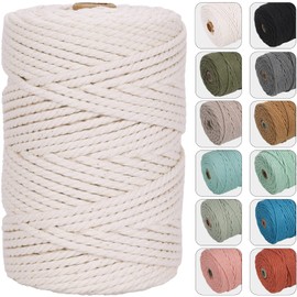 NOANTA 4mm 109yards Macrame Cord Natural Color Cotton Rope for Wall Hanging, Plant Hangers, Crafts, Knitting