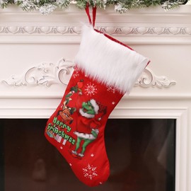 JOKILY Christmas Stocking, Santa Stocking, Christmas Socks Candy Gift Bag, Santa Stocking for Filling & Hanging for Fireplace, Wall, Stairs, Christmas Tree (45 x 26 cm)