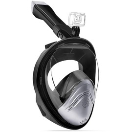 UKON Snorkel Mask Full Face Foldable Snorkel Tube 180 View Anti-Fog Anti-Leak for Swimming Snorkeling Scuba Diving Mask Adult Men Women (L-XL, Black White)