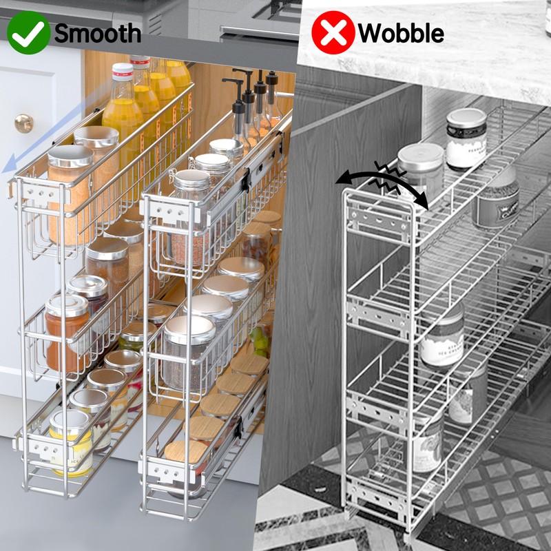 JOWBOOW Narrow Pull Out Cabinet Organizer(4⅜" W x 18⅛" D),Pull