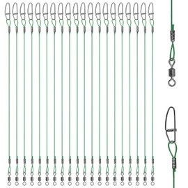 High Strength Fishing Leaders,Fishing Lure Wire Trace Anti-bite Heavy Rig Fishing Leaders Swivel Snaps Saltwater Fishing Connector 20pcs 50cm 150lb