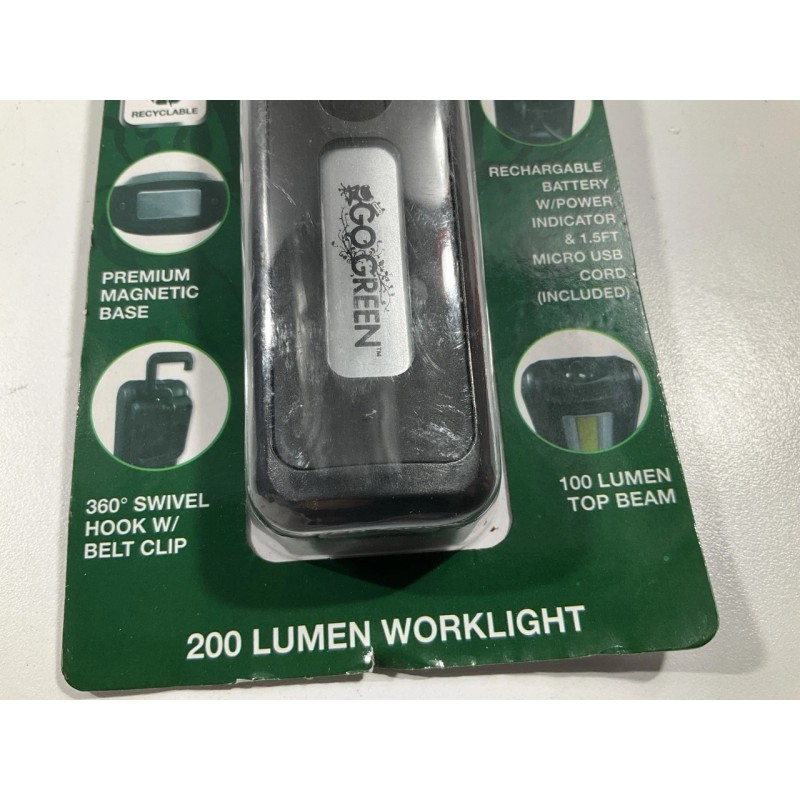Go Green HERCULES COB LED Worklight Flashlight 200 Lumens, USB