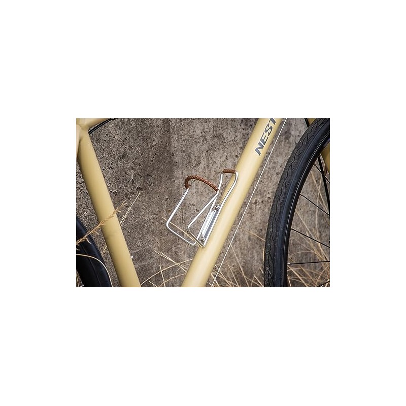 Banana Works Osha Leather Bottle Cage, Silver (SI)