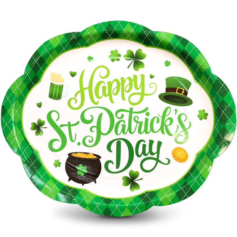 Fancy Land 30 Pcs St Patrick’s day Oval Paper Plates