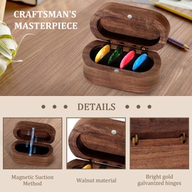DoubleCare Walnut Guitar Pick Case Set with 12 Celluloid Picks in 3 Thicknesses, Premium Guitar Pick Holder, Mini Jewelry Box, Guitar and Bass Gift for Son, Mother, Father, Friend, Teacher