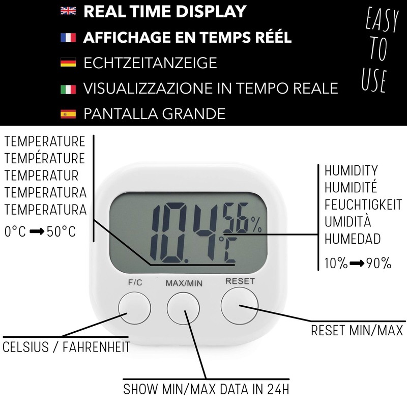 Takit Indoor Thermometer Hygrometer - High Accuracy - Digital Temperature