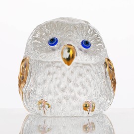soyatak Crystal Owl Figurine,Glass Owl Decor Animal Collection for Desk, Animal Ornament Home Office Table Decoration, Owl Statue Gifts for Women (Clear)