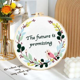 JSRQT Embroidery Starter Kit with Flowers Birds Patterns Full Range of Embroidery Kits for Adults Beginners Learner Hand DIY Cross Stitch Kit Needlepoint Kit Starter Stitch Kit Decoration Practice Kit