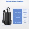 1/3 HP 2400GPH Portable Utility Pump Thermoplastic Sump Pump with