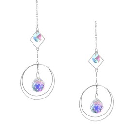 LERANXIN Pack of 2 Crystal Sun Catchers 28 cm Suncatcher Crystal Sun Catcher Rainbow Pendant with Wind Chime & Rainbow Production, for Windows, Home, Garden & Festivities, Perfect Window Decoration