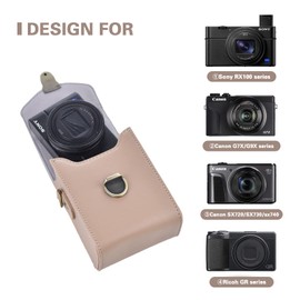 Rieibi Funda para cámara Sony RX100 & HX Series - Funda de piel retro para Ricoh GR IIIx/Ricoh GR III II/Canon G7X II/G7X III / SX720/SX730/SX740 / G9X/G9X II - Caqui