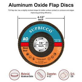 SUPBICCO 20 Pack 120 Grit Flap Discs 4 1/2 for Angle Grinder, Type 29 Abrasives Sanding Flapper Disc, Aluminum Oxide Grinding Wheel