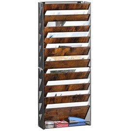 TQVAI Organizador de archivos de pared colgante de 10 niveles, soporte plegable para documentos de correo montado en la pared, estante de almacenamien