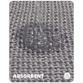 Color&Geometry Grey Bathroom Runner Rug- Non Slip, Absorbent, Quick Dry, Thin, Washable- 20"x47" Long Bath Mat Runner Gray Chenille Bathroom Carpet for Bathroom Floor, Shower, Bathtub, Vanity
