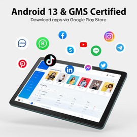 xiskt Android Tablet 10.1 inch Android 13 Tablet,8(4+4) GB&128GB Storage(Expand to 512GB), Dual 13MP+5MP Camera, 6800mAh, WiFi, Bluetooth 5.0,GPS