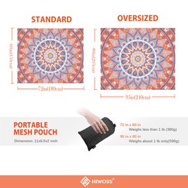 Beach Blanket Waterproof Sandproof Oversized 95”x 80”,Sand Free Beach Mat with Corner Pockets,Portable Mesh Bag for Beach Festival,Picnic,Travel and Outdoor Camping (Sunsetorange Blue)