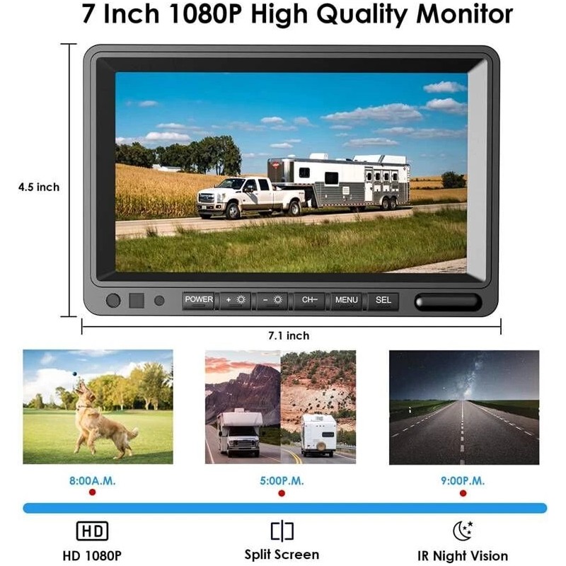 iPoster Digital Wireless Backup Camera 7" Monitor Rear View System