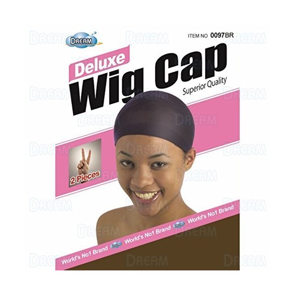 DREAM Deluxe Wig Cap Brown 24 pc (Model: 097 BROWN), Spandex cap, Wig cap, Mesh cap, Snood, Hair net, Fish net