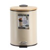 Metal Waste Bin with Fall Brake 2.5 L Taupe Bamboo
