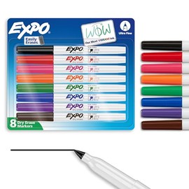 Expo Low-Odor Dry Erase Markers, Ultra-Fine Tip, 8-Pack, Assorted Colors