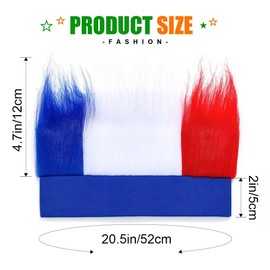 Zoestar Hairy Headband Soccer Funny Crazy Wig Hat Headbands 2026 Football Sports Hair Accessories for Men and Women (Blue White Red)