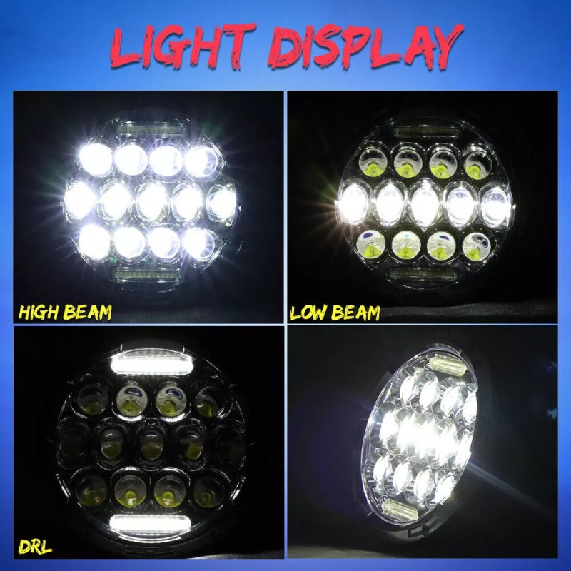 Bricologht For Kenworth T2000 1997-2011 Pair 7inch Round LED Headlights