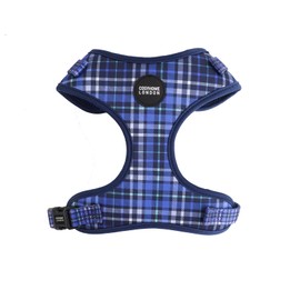 COSYHOME LONDON Dog Harness No Pull Pet Harness, Adjustable Dog Vest for Easy Walking, Breathable soft cotton Material for Small Medium Breed Dogs (M, Blue checked)