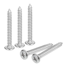 sourcing map M4x35mm Flat Head Phillips Drive Self Tapping Screws, 304 Stainless Steel Cross Drive Fastener Screws, Silver, Pack of 50