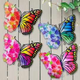 dreamskip Metal Butterfly Wall Decor, 9.6" Outdoor Wall Decor Metal Yard Art, Flowers Wings Butterfly Outdoor Decor for Garden Patio Fence Outside Living Room Bedroom(4 Pack)