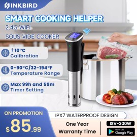 INKBIRD Sous Vide Slow Cooker ISV-300W WiFi APP Control IPX7 Waterproof 1000W