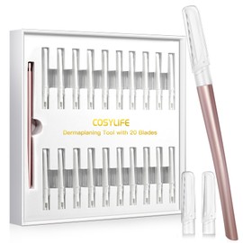 Dermaplaning Tool for Face Exfoliation, with 20 Replaceable Blades, Facial Shaver/Eyebrow Razor, Peach Fuzz Removal Eyebrow Shaper for Women, Easy to Use Dermaplaner Help Exfoliate and Smooth Skin
