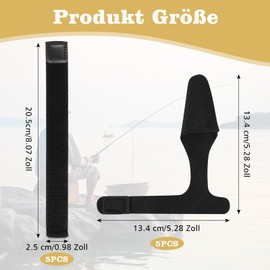 WEFINEST Pack of 10 Fishing Rod Protectors, Black Rod Bands, Fishing Rubber Rod Socks with Velcro Fasteners, Fishing Elastic Fishing Rod Straps for Securing or Protecting Fishing Rods