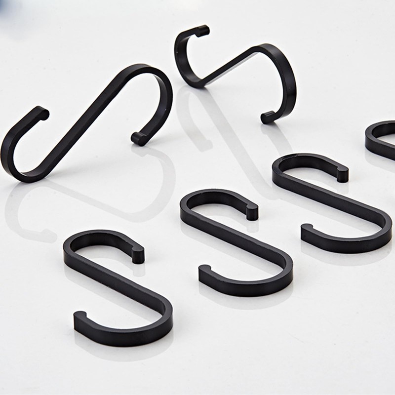 YFelomatric Aluminium S Hooks Pack of 12, Black, Suitable for