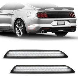 Bestview 2PCS LED Side Marker Lights for 2015-2023 Ford Mustang: White Rear Fender Side Marker Lamps, Waterproof Turn Signal Reflectors Lights, Smoked Lens Driver & Passenger Side Bumper Lights