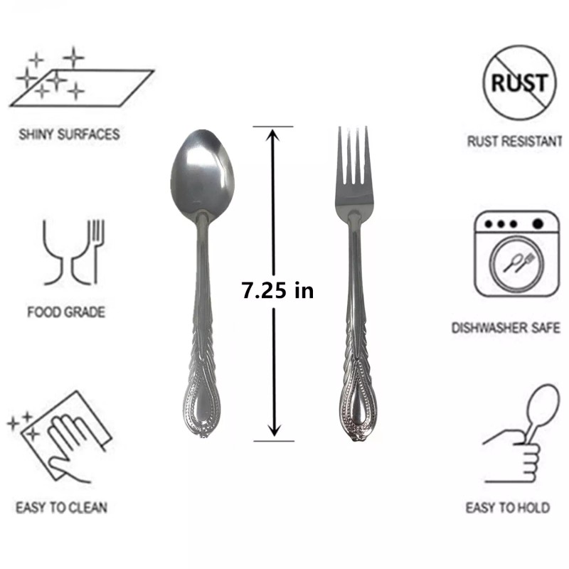 Kitchen Flatware Set 12 Pieces Stainless Steel Dinner Spoons Flatware