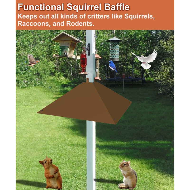 Khordin Metal Squirrel Baffle for 4x4 Post, Outside Wooden Pole