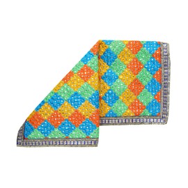 Decorative Mat Aasan Silk Pooja Rumal Cloth for Multipurpose Indian Traditional Pooja Housewarming Festival Decorations Pooja Item Article Laxmi Home Decor(Size:-18 Inches X 18 Inches)(Multicolor)