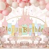 InMemory Princess Castle Birthday Backdrop Girls Pink Pastel Banner