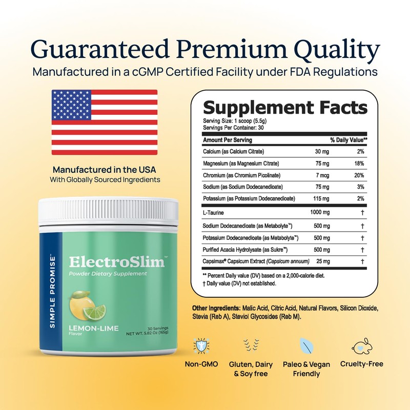 Simple Promise ElectroSlim - Sugar-Free Keto Electrolytes Powder - No