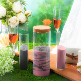 Irenare Unity Sand for Wedding Ceremony Set, Include Vase, Sand, Cork Stopper for Weddings Engagement Anniversary(Gray and Pink,Wedding)
