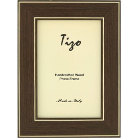 Tizo 5 x 7" Inch Double Gold Border Wood Brown Picture Frame