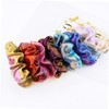 FOMIYES 24pcs Metallic Rainbow Cloth Hair Ties with Gilded Two