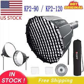 Triopo US TRIOPO KP2-90 90cm / KP2-120 120cm Deep Parabolic Softbox For Flash LED Light - 90cm Only Grid