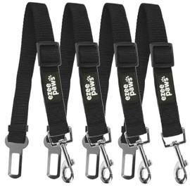 Ezee Paws Dog Seat Belts for Car, 4 Pack Dog Car Harness, Travel Dog Accessories, Adjustable Dog Seat Belt Safety Restraints (Black)