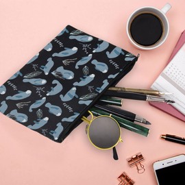 XYANFA Manatee Cosmetic Makeup Bag - Animal Print, Waterproof, Zipper Closure - Perfect for Travel & Gifts