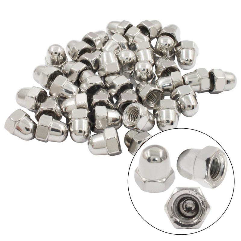 Hitefu - 50 tuercas de bellota M6-1,0 mm, tuercas de