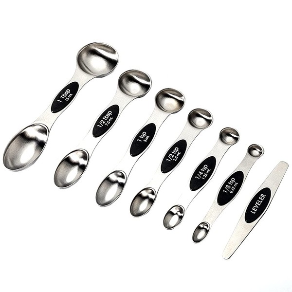 ANCLLO Magnetic Measuring Spoons, 7 Pack Stainless Steel Double Sided