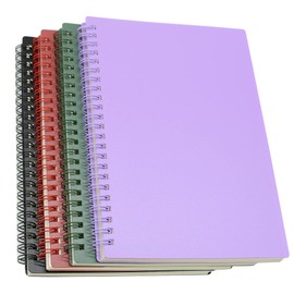 Yansanido Spiral Notebook, 4 Pcs A5 Thick Plastic Hardcover 7mm College Ruled 4 Color 80 Sheets -160 Pages Journals for Study, Work, Travel and Notes (A5, 4 Pcs Dark Color 2)