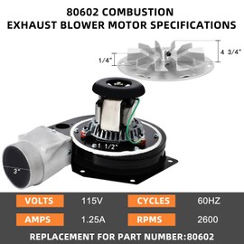 Hiorucet 80602 Combustion Exhaust Blower Motor for Vogelzang VG5790, VG5770, US Stove USSC 5660, 5501S, Bay Front 5660, 5560, Ashley 5660, AP5660L, AP5710, AP5560L Stoves, Replacement Number 80602